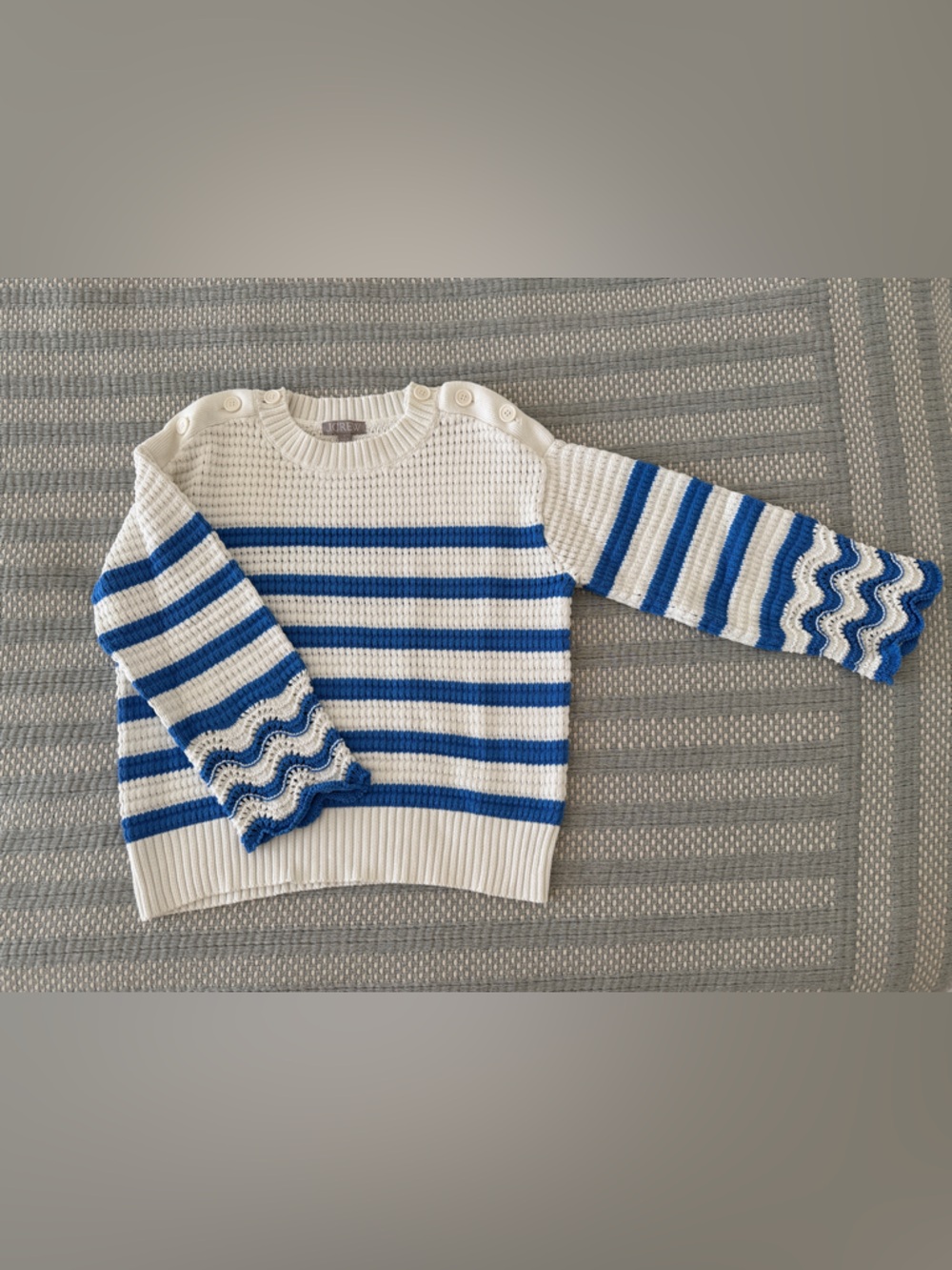 J. Crew Cream Knit Top with Gray Label